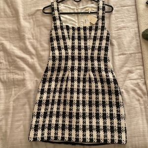 MAJE black/white tweed Rocky mini dress houndstooth mod new